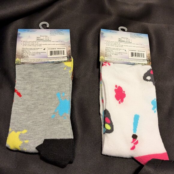 2 pair NWT Bob Ross socks sizes men 8-12 and women 9-14 - Picture 4 of 5